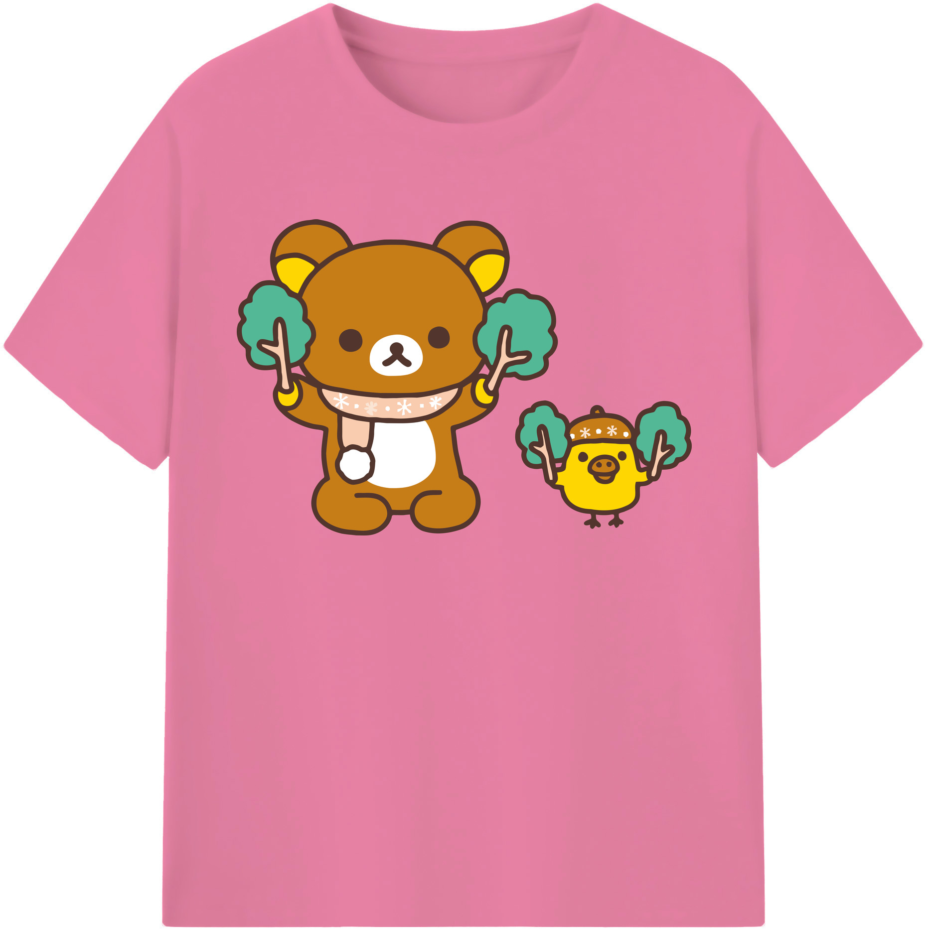 （画像用） リラックマ リラックマ キイロイトリ Rilakkuma Korilakkuma Kiiroitori 綿100％半袖Tシャツ（フロントプリント）
